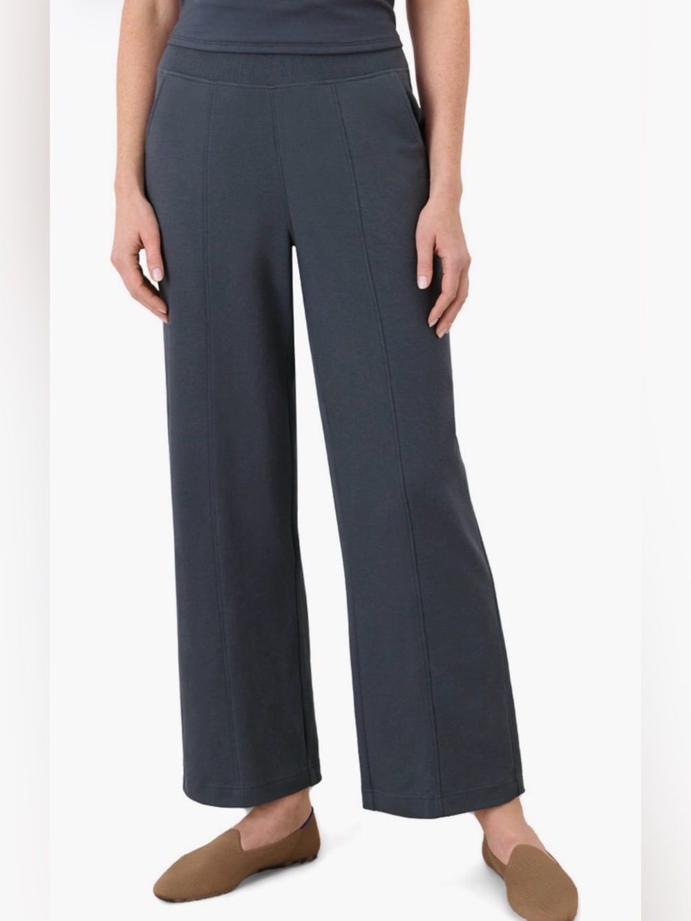 Pact Airplane Pintuck Wide Leg Pant Steel Blue Large